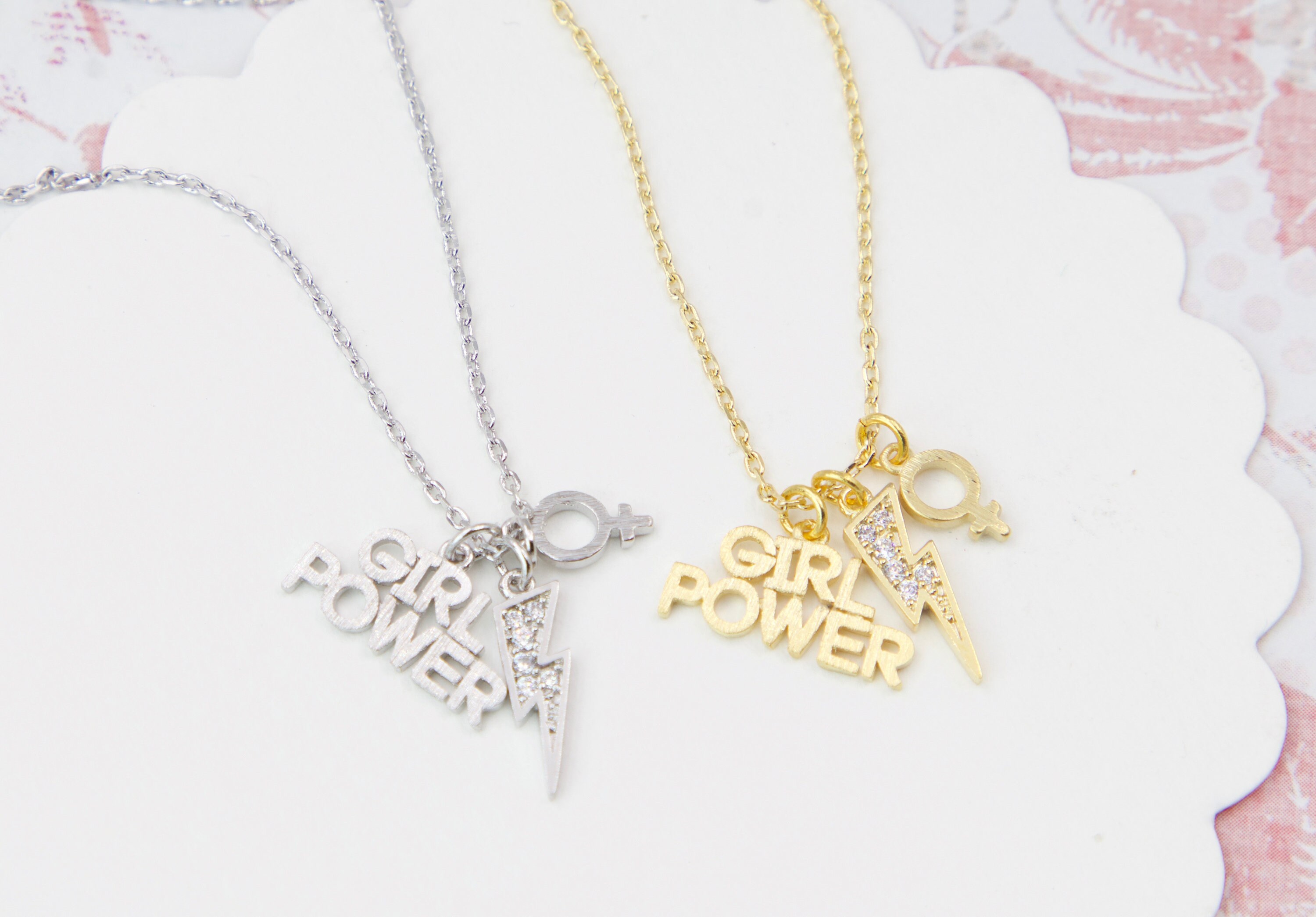 Girl Power Charm Necklace Female Empowerment Necklace Etsy