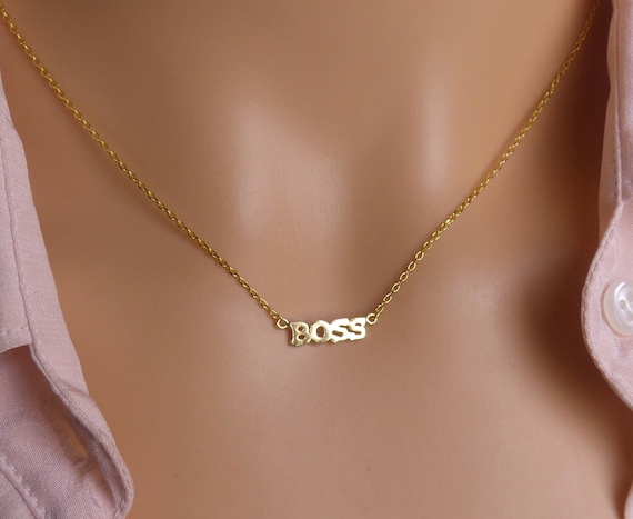 Sterling Silver "Boss" Necklace, Gold vermeil Dainty Jewelry Gift
