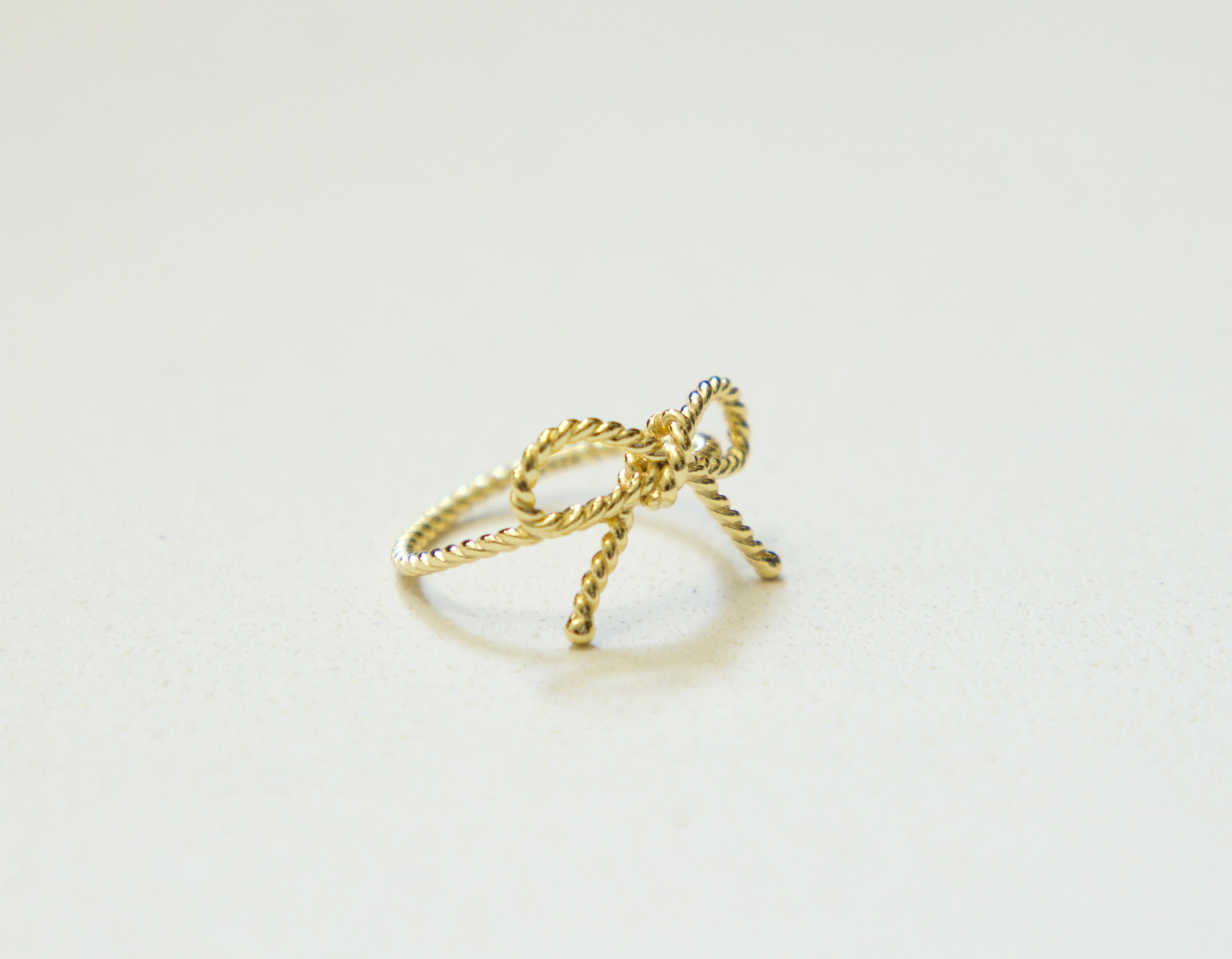 Twisted Rope Bow Knot Ring, Dainty Bow Tie Ring, Gold Twisted Rope Bow Knot Ring, Dainty Bow Tie Ring, Gold