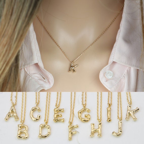 Gold chain with alphabet pendant deals