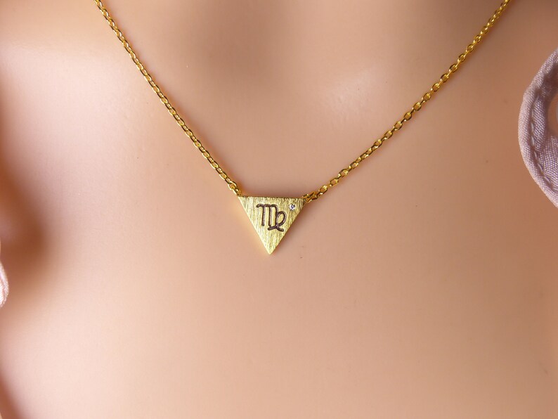 Christmas present zodiac jewelry Triangle zodiac sign Virgo Necklace,Virgo Necklace,Gift ideas for Virgo astrology jewelry Holiday gift