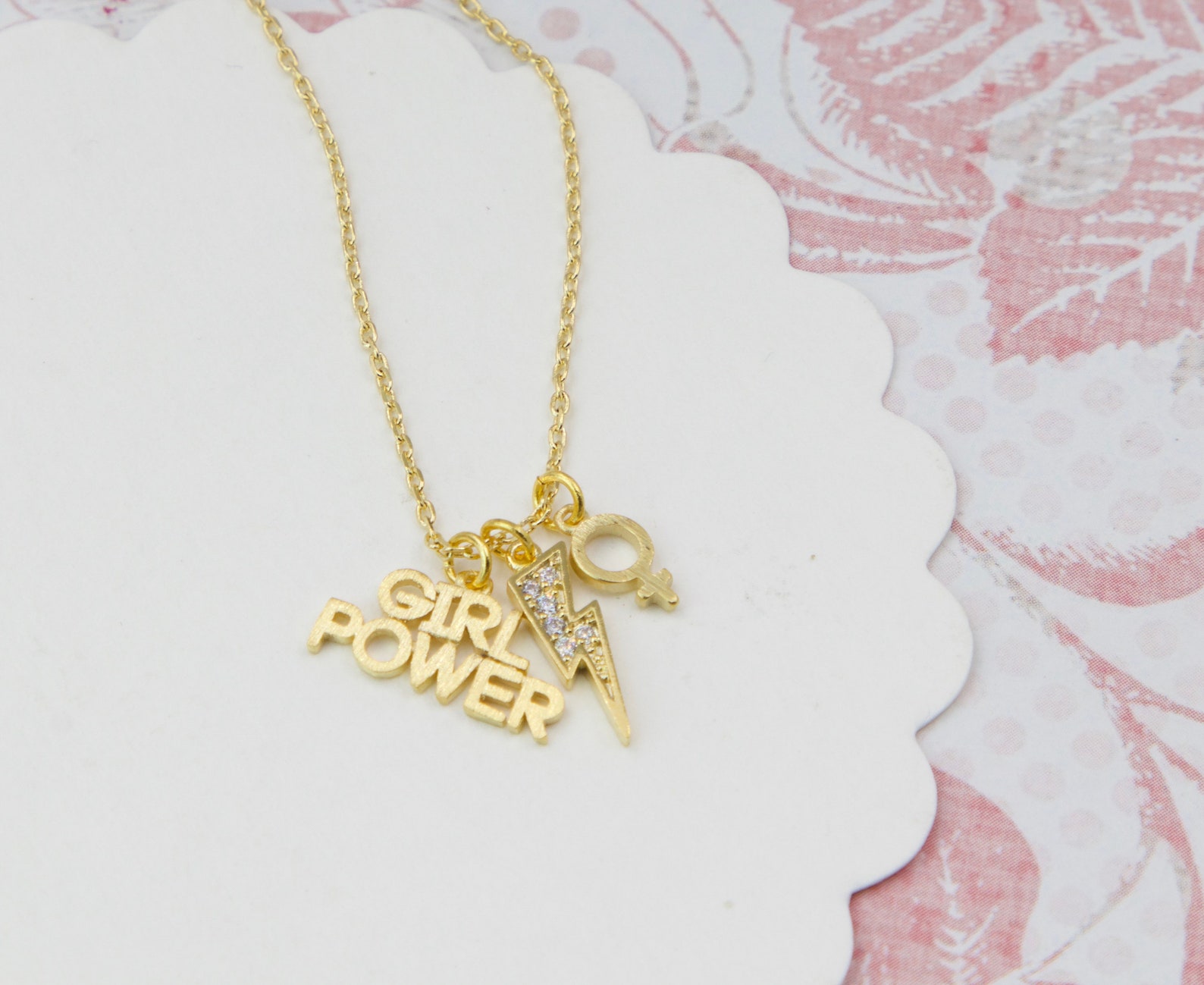 Girl Power Charm Necklace Female Empowerment Necklace Etsy