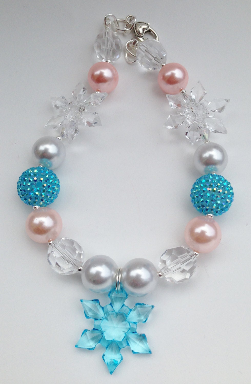 Frozen Chunky Necklace, Frozen Inspired Girls Snowflake Necklace