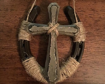 horseshoe crosses decor cross handmade door