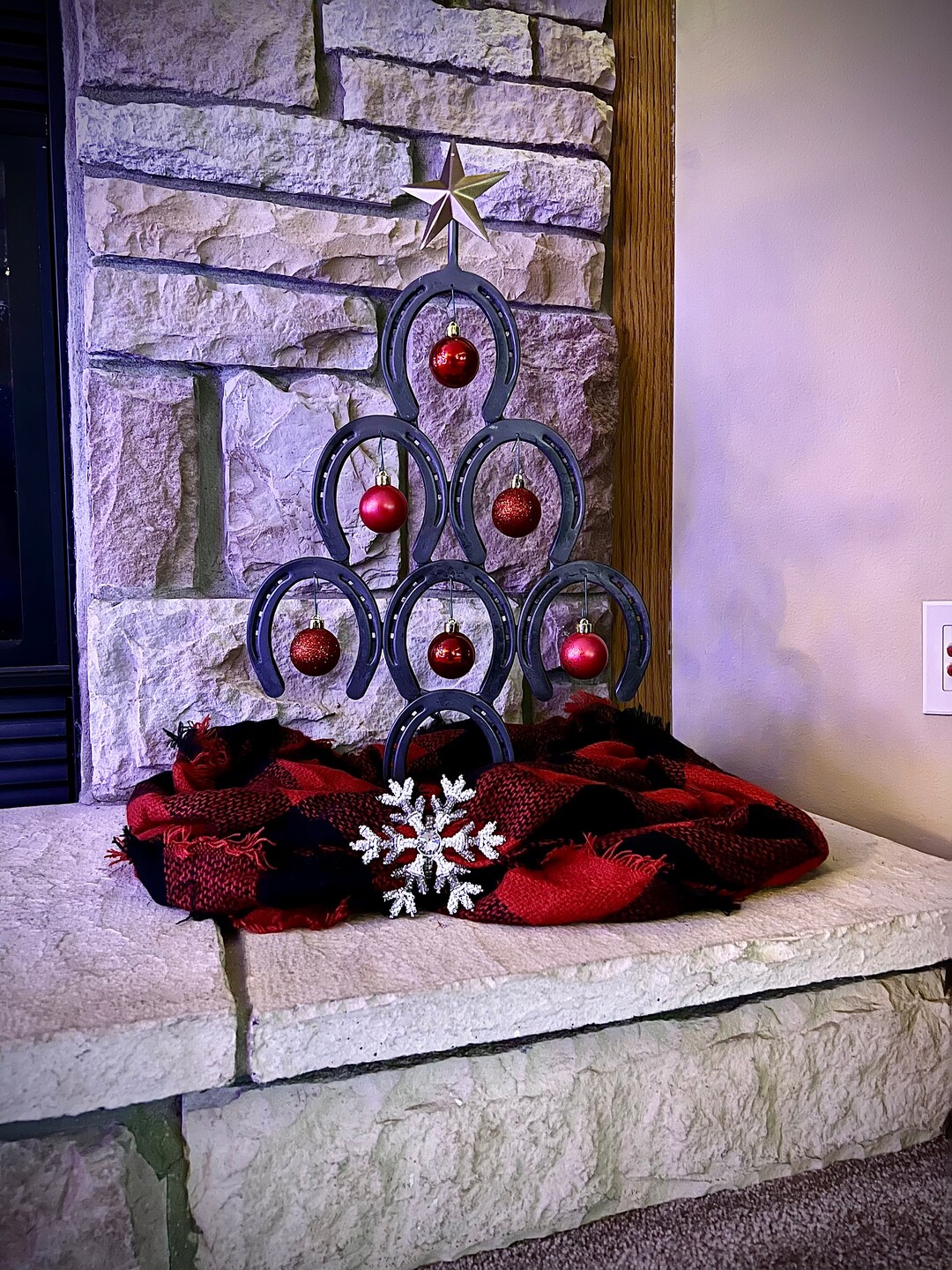 Rustic Horseshoe Christmas Tree Farmhouse Metal Christmas Decor ...