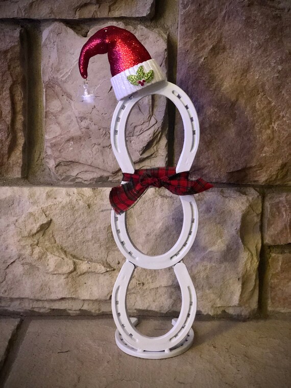 Horseshoe Snowman Holiday Decor Etsy
