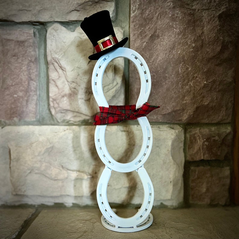 Horseshoe Snowman Holiday Decor Etsy