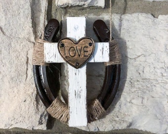 Horseshoe Wall Decor with Love Cross