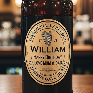 Personalised Any Occasion DieCut Guinness Bottle Label - Pre-cut & Gloss Finish - Add Any Text/Occasion image 1