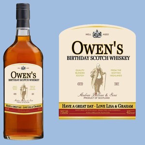 Personalised Happy Birthday DieCut Whiskey Bottle Label - Pre-cut & Gloss Finish