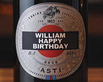 Etiqueta/pegatina personalizada para botella de Martini Asti Spumante: añade cualquier texto o ocasión.