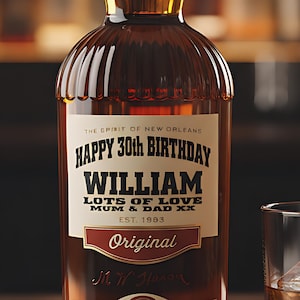 Etiqueta/pegatina personalizada para botella de whisky Southern Comfort - Precortada - Añade cualquier texto