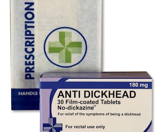 Anti Dickhead Novelty Joke Pill Tablet Box - Fun Rude Xmas/Birthday Gift - Funny Prank Present