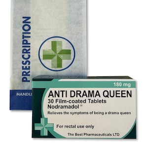 Caixa de comprimidos de piadas antidrama queen - presente de natal/aniversário divertido e rude - presente de brincadeira engraçado