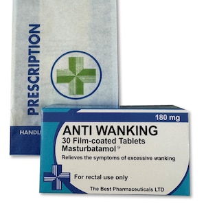 Anti Wanking Novelty Joke Pill Tablet Box - Fun Rude Xmas/Birthday Gift - Funny Prank Present