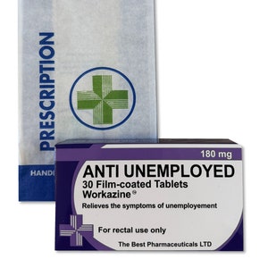 Anti Unemployed Novelty Joke Pill Tablet Box - Fun Rude Xmas/Birthday Gift - Funny Prank Present