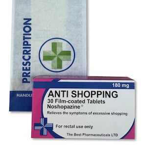 Anti Shopping Novelty Joke Pill Tablet Box - Fun Rude Xmas/Birthday Gift - Funny Prank Present