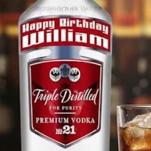 Personalised Happy Birthday DieCut Vodka Bottle Label - Pre-cut & Gloss Finish