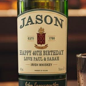 Gepersonaliseerde JAMESON DieCut-whiskyflesetiket - voorgesneden en glanzende afwerking - tekst toevoegen