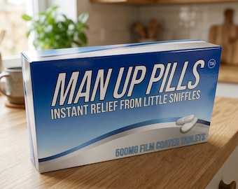 Man Up Pills Novelty Joke Pill Tablet Box - Fun Rude Xmas/Birthday Gift - Funny Prank Present