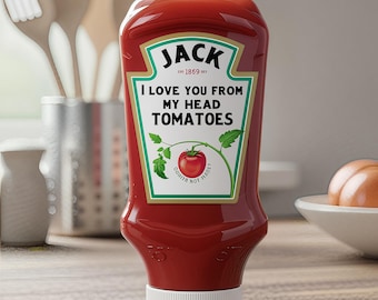 Personalised Ketchup Label/Sticker - DieCut - ADD ANY TEXT - Custom Size Option