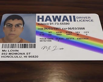 McLovin Lizenz Ausweis - Fun Lizenz Filmrequisite - Superbad Kostüm