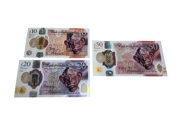 King Charles Novelty Joke Banknote Stickers - Set of 4 - Fits All