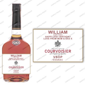 Personalised Courvoisier VSOP Cognac Bottle Label - Add Any Text/Occasion