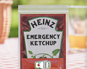 Regalo original de broma con kétchup de emergencia - Un detalle divertido para el calcetín navideño del amigo invisible
