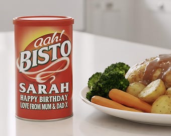 Personalised Bisto Tub Label - DieCut - Add Any Text - Label Only Gravy Not Included