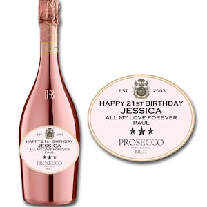 Personalised Prosecco Bottle Label/Sticker  - Pre-cut & Gloss Finish - Add Any Text/Occasion