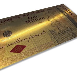 Neuheit Gold One Million Pound Note Gestanzter Aufkleber / Etikett - Geben Sie jemand eine Million!