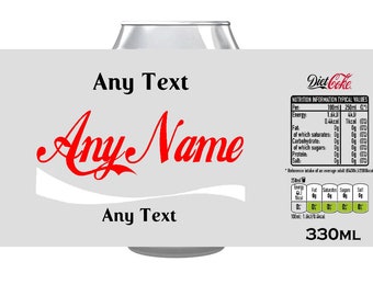 Étiquette autocollante personnalisée DIET COKE - Prédécoupée et finition brillante - Ajoutez du texte