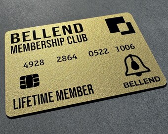 Carte de membre Bellend - Carte plastique dorée métallisée
