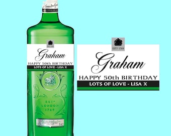 Personalised Gin Bottle Label/Sticker  - Pre-cut & Gloss Finish - Add Any Text