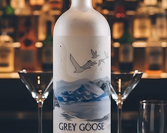 Personalised Grey Goose Vodka Bottle Label/Sticker - Add Any Text/Occasion