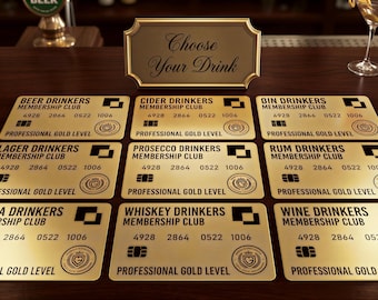 Carte plastique métallique fantaisie fantaisie du club des buveurs professionnels - Souvenir fantaisie amusant