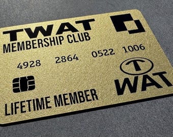 Carte de membre Twat - Carte en plastique métallique dorée