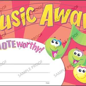 Music Award Certificates PDF & JPEG - Print At Home - Instant Digital Delivery