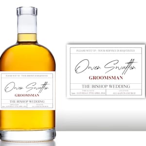 Groomsman Gift Personalised DieCut Whiskey Bottle Label/Sticker - Pre-cut - Add Any Text