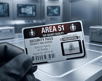Identifiant de sécurité Area 51 - Carte plastique fantaisie - Souvenir amusant à collectionner