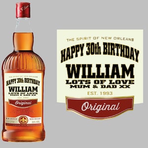 Gepersonaliseerde Southern Comfort-whiskyflesetiket/sticker - voorgesneden - tekst toevoegen