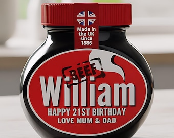 Personalised Bovril Jar Label - DieCut - ADD ANY TEXT  - 125g or 250g Mothers Day Gift