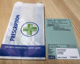 Ordonnance de chocolat personnalisée + trousse d'ordonnances - Cadeau d'anniversaire/Noël - Père Noël secret