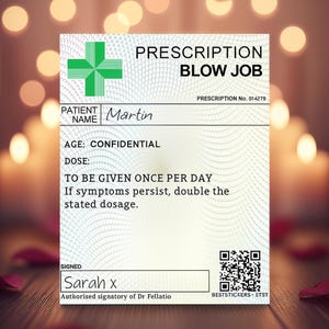 Autocollant/étiquette d'ordonnance personnalisé grossier sexy - parfait pour la Saint-Valentin/cartes d'anniversaire - cadeau pour mari, femme, petite amie, petit ami