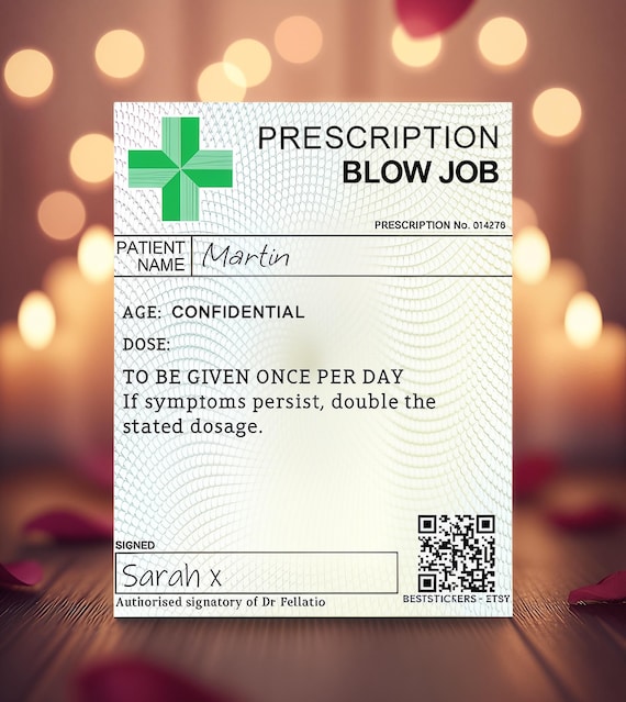 Personalised Rude Sexy Prescription Sticker/Label - Perfect For Valentines / Birthday Cards - Gift For Husband, Wife, Girlfriend, Boyfriend