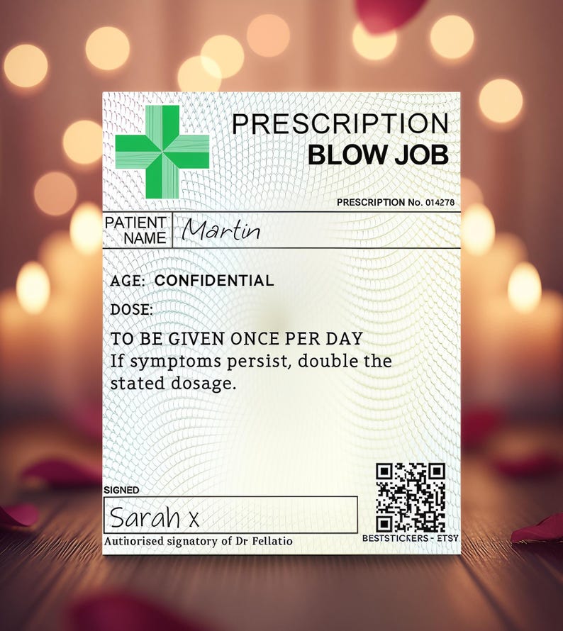Adesivo/etichetta personalizzata per prescrizione medica "Rude Sexy" - Perfetto per biglietti di San Valentino/compleanno - Regalo per marito, moglie, fidanzata, fidanzato immagine 1