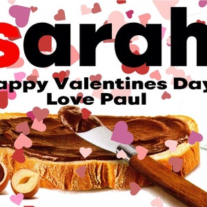 Personalised NUTELLA Valentines Chocolate Spread Sticker/Label - Add Any Text - Label Only Jar NOT INCLUDED
