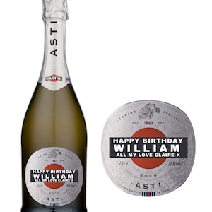 Personalised Martini Asti Spumante Bottle Label/Sticker - Add Any Text/Occasion