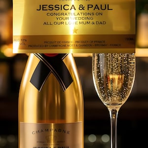 Personalised Champagne Bottle Label - Gold Metallic Finish - Add Any Text